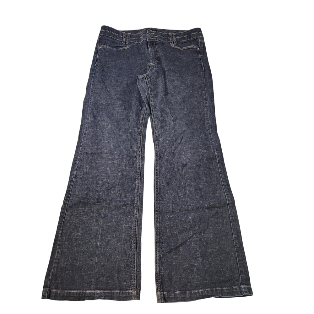White House Black Market BLANC WHBM 12R Dark‎ Wash Flare Jeans Glamorous